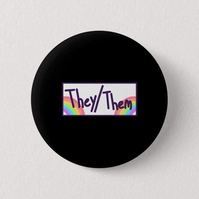 Theythem Pronouns Card  Button (Front)
