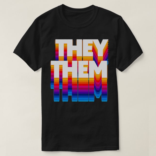 TheyThem Pronouns Retro Style Design 4 T-Shirt (Design Front)
