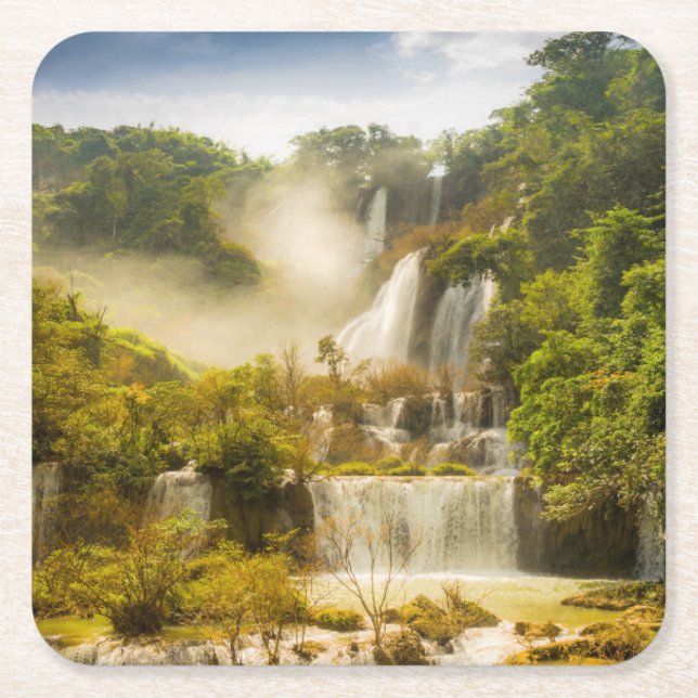 Thi Lor Su Waterfall | Thailand Square Paper Coaster (Front)