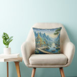 Thibaut Asian Scenic Blue and Green Decorative  Throw Pillow