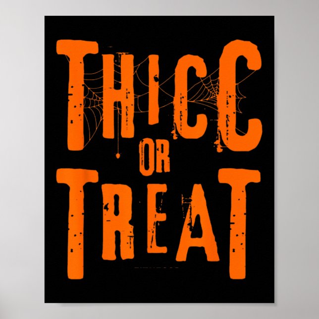 Thicc Or Treat Funny Halloween Workout Fitness Bod Poster (Front)