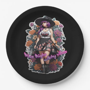 Thicc Thighs Witchy Vibes - Whimsigoth Witch-Core Paper Plates