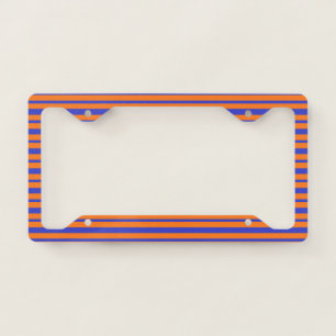 Thick and Thin Blue and Orange Stripes License Plate Frame