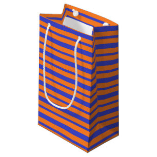 Thick and Thin Blue and Orange Stripes Small Gift Bag