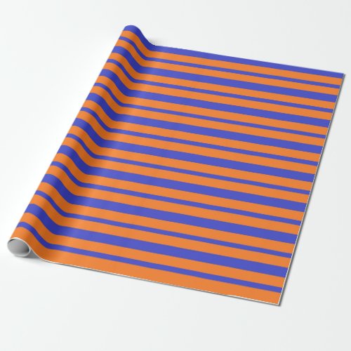 Thick and Thin Blue and Orange Stripes Wrapping Paper