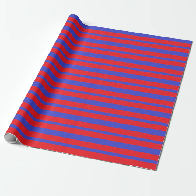 Thick and Thin Blue and Red Stripes Wrapping Paper | Zazzle