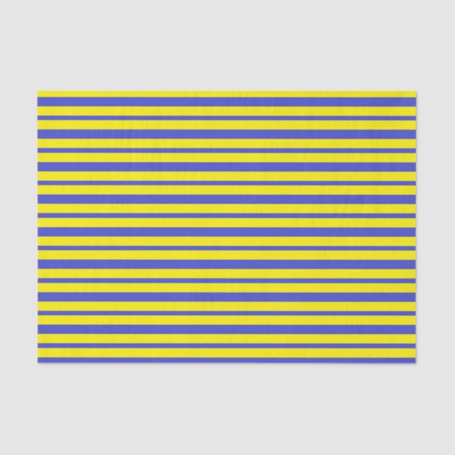 Thick and Thin Blue and Yellow Stripes Tissue Paper (Front)
