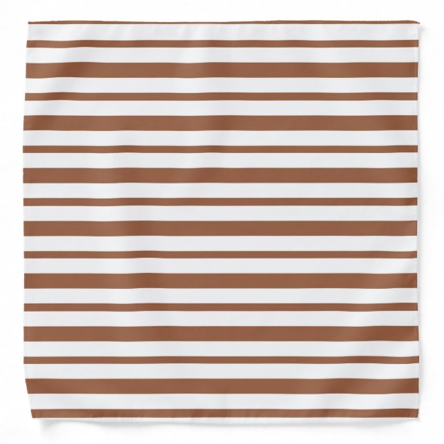 Thick and Thin Brown and White Stripes Bandana (Front)