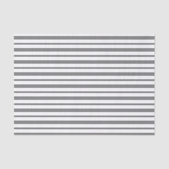 Thick and Thin Charcoal Gray and White Stripes Tissue Paper (Front)