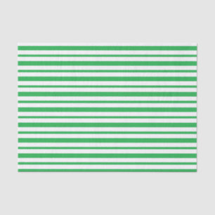 Thick and Thin Green and White Stripes Tissue Paper