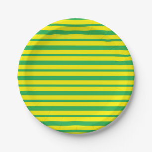 Thick and Thin Green and Yellow Stripes Paper Plates