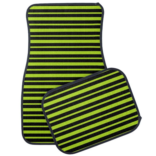 Thick And Thin Lime Green And Black Stripes Car Floor Mat Zazzle Com