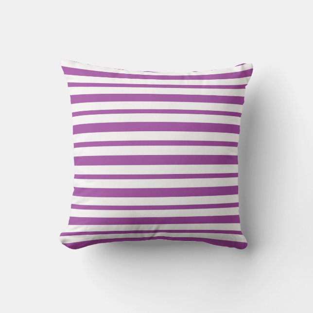 Thick and Thin  Purple and White Stripes Throw Pillow (Front)