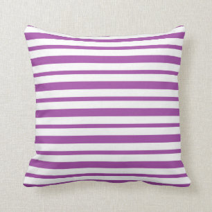 Thick and Thin  Purple and White Stripes Throw Pillow