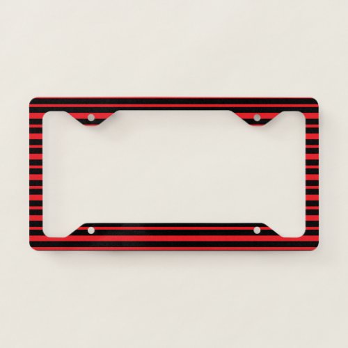 Thick and Thin Red and Black Stripes License Plate Frame