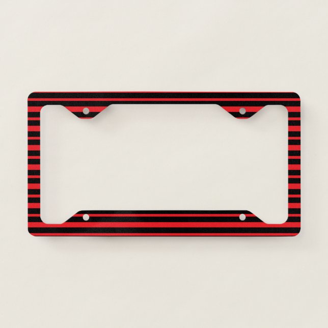 Thick and Thin Red and Black Stripes License Plate Frame (Front)
