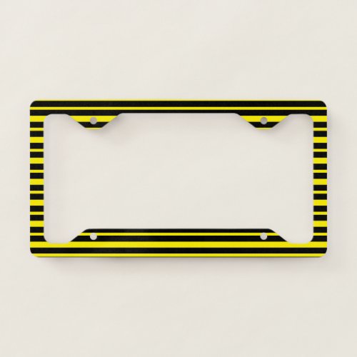 Thick and Thin Yellow and Black Stripes License Plate Frame