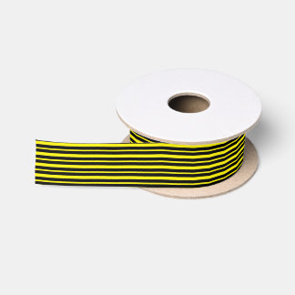 Thick and Thin Yellow and Black Stripes Satin Ribbon
