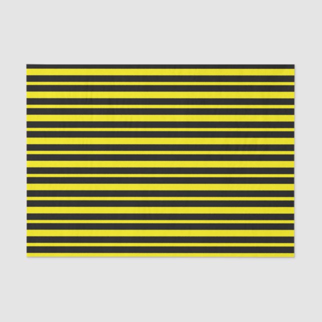 Thick and Thin Yellow and Black Stripes Tissue Paper (Front)