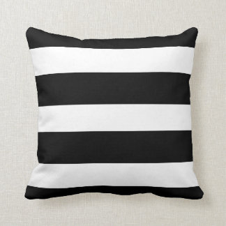 Thick Black and White Striped Decorative Throw  Pillow
