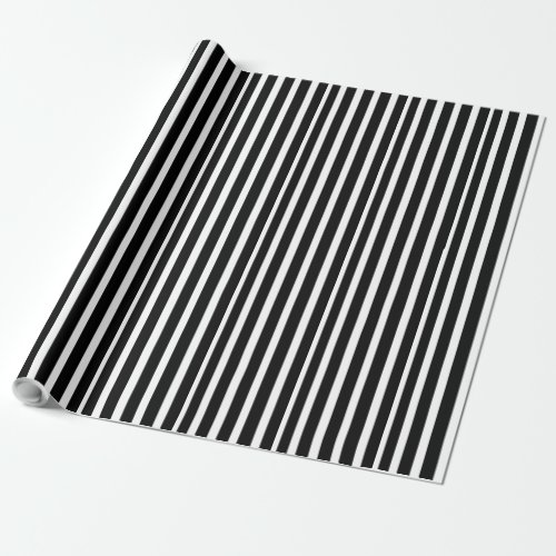 Thick Black  White Stiped Wrapping Paper