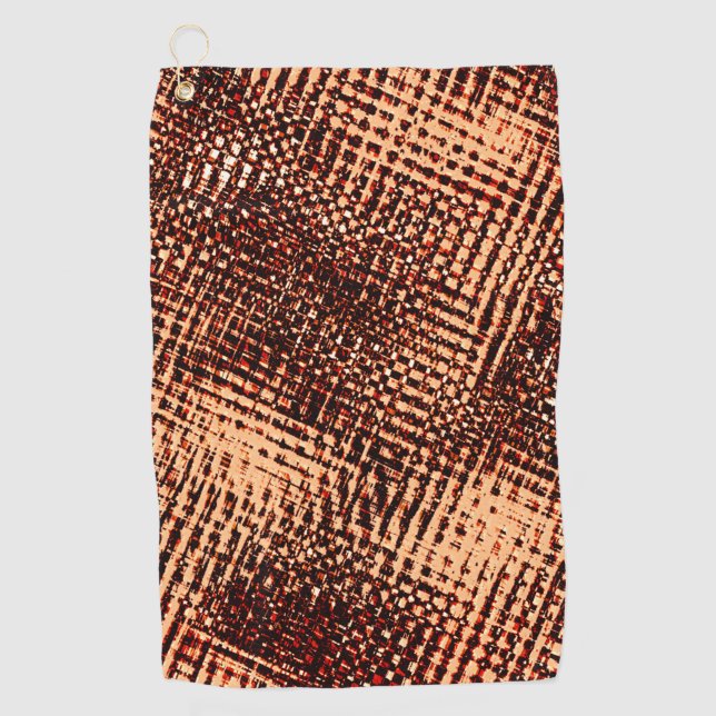 Thick criss-cross scratches in orange with shadow  golf towel (Front)