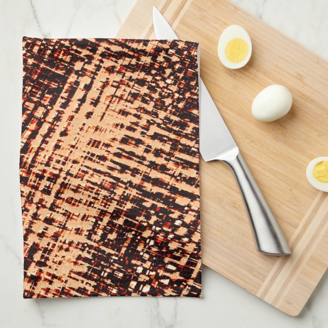 Thick criss-cross scratches in orange with shadow  kitchen towel (Quarter Fold)