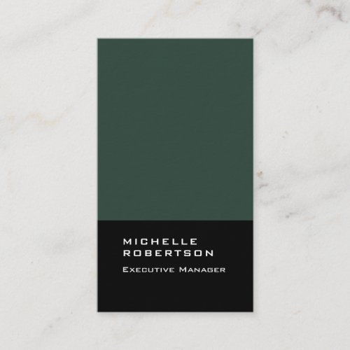 Thick elegant modern plain dark green black business card
