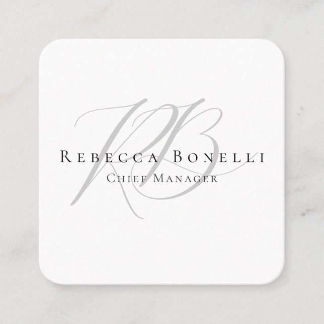 Thick Exclusive Unique Monogram Profile Square Business Card (Front)