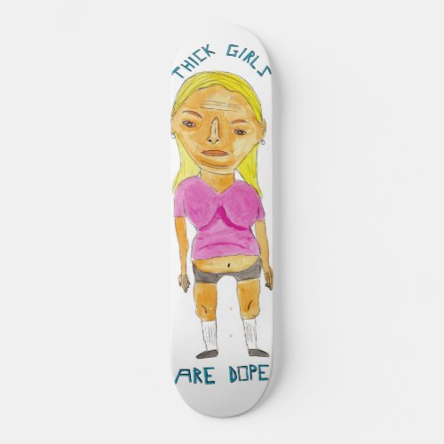 Thick GIrls White by Patrick Jilbert Skateboard Deck