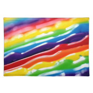 Thick Glossy Colored Paint Lines Cloth Placemat