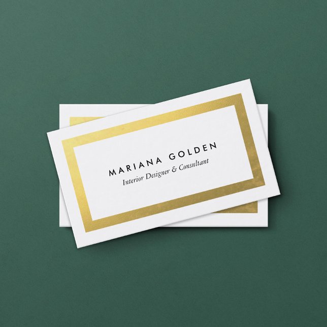 Thick Gold Border on White Business Card Template (Creator Uploaded)