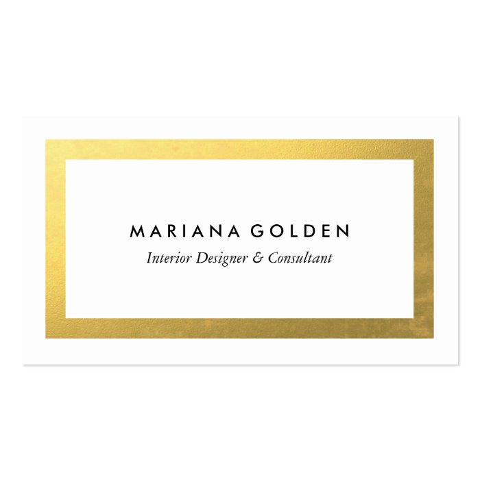 Thick Gold Border on White Business Card Template | Zazzle