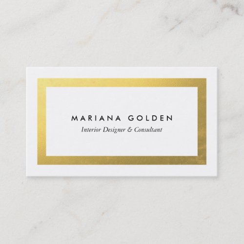 Thick Gold Border on White Business Card Template