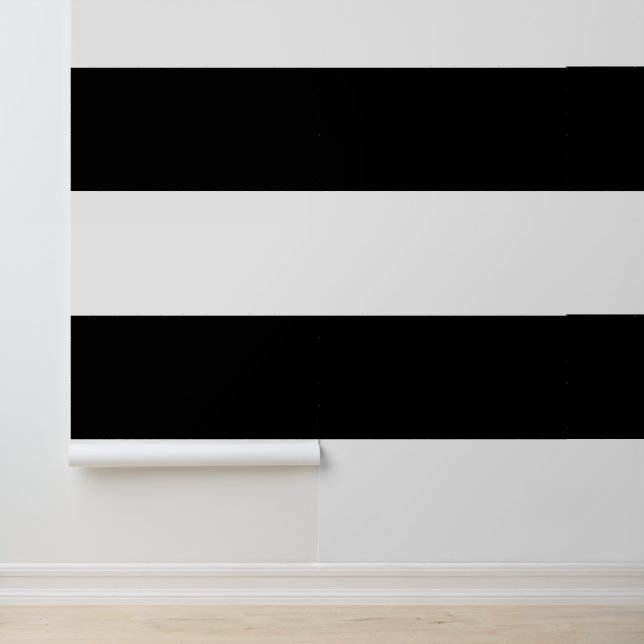 Thick Horizontal Black and White Stripes Wallpaper (Application)