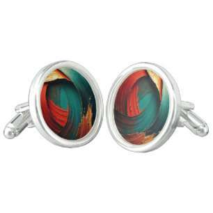 Thick Impasto Oil Painted Abstract Cufflinks