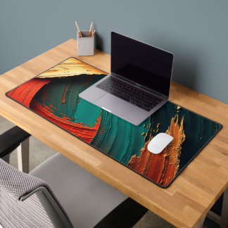 Thick Impasto Oil Painted Abstract Desk Mat