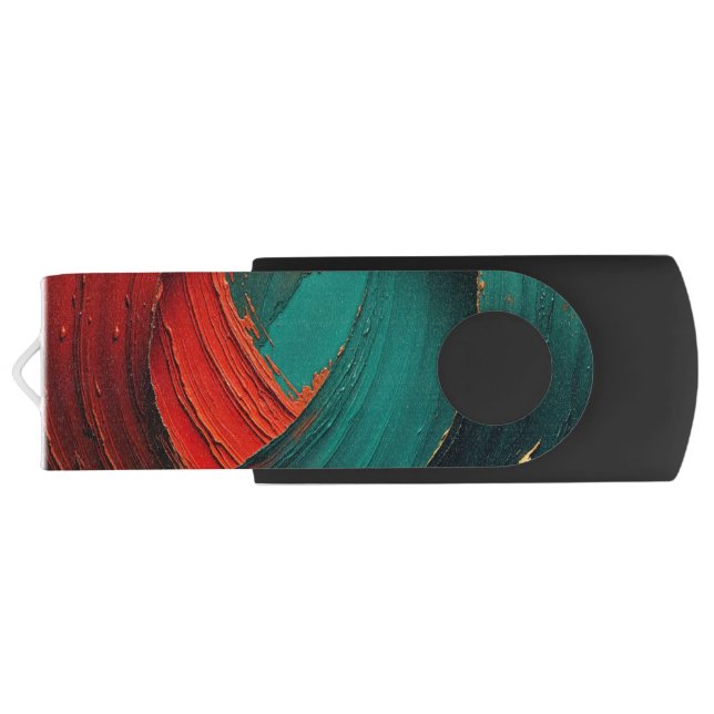 Thick Impasto Oil Painted Abstract Flash Drive (Back)