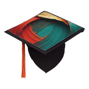 Thick Impasto Oil Painted Abstract Graduation Cap Topper