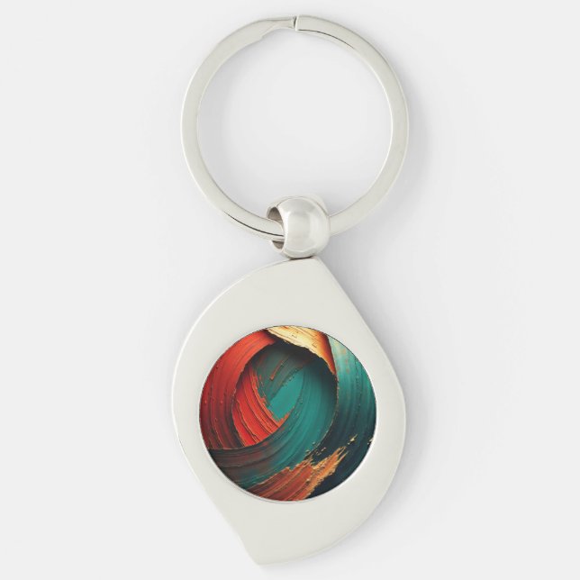 Thick Impasto Oil Painted Abstract Keychain (Front)