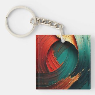 Thick Impasto Oil Painted Abstract Keychain