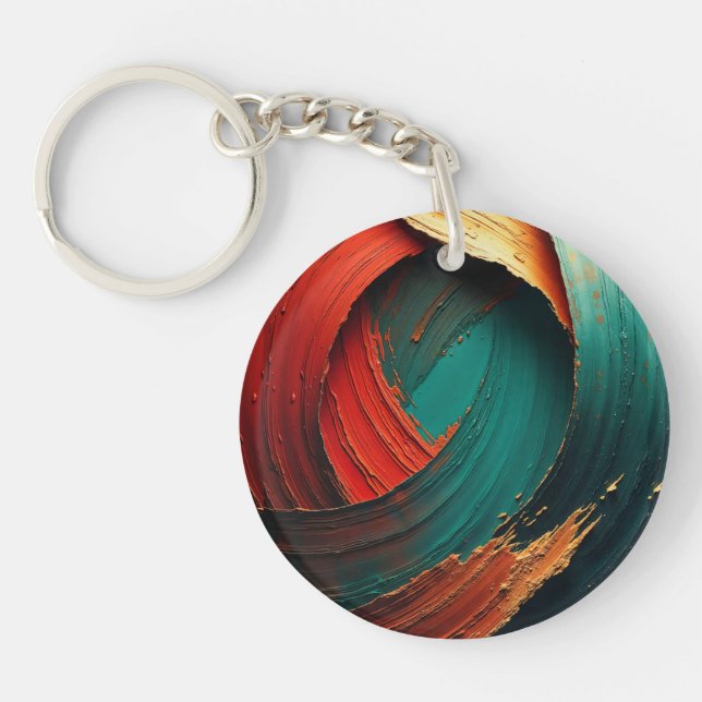 Thick Impasto Oil Painted Abstract Keychain (Front)
