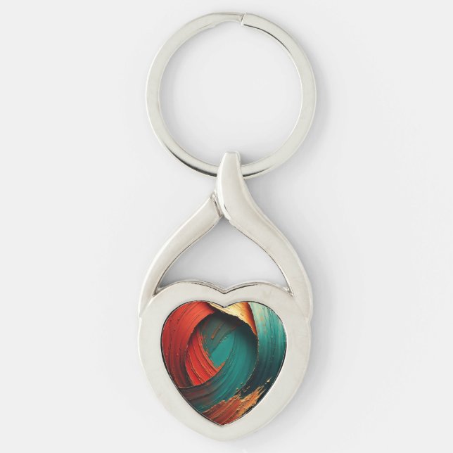 Thick Impasto Oil Painted Abstract Keychain (Front)