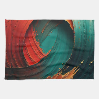 Thick Impasto Oil Painted Abstract Kitchen Towel