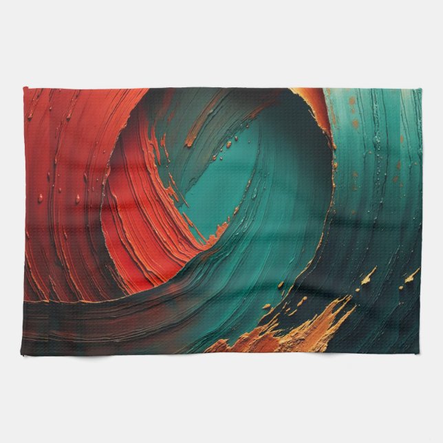 Thick Impasto Oil Painted Abstract Kitchen Towel (Horizontal)