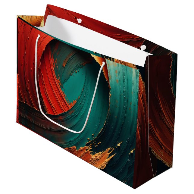 Thick Impasto Oil Painted Abstract Large Gift Bag (Front Angled)