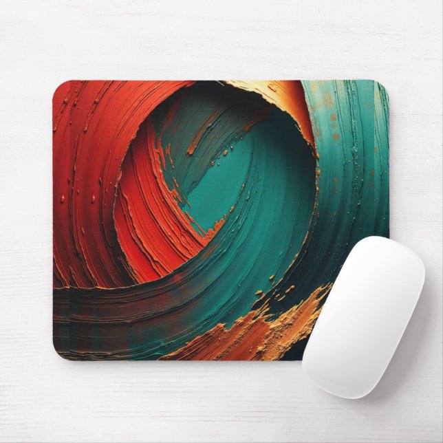 Thick Impasto Oil Painted Abstract Mouse Pad (With Mouse)