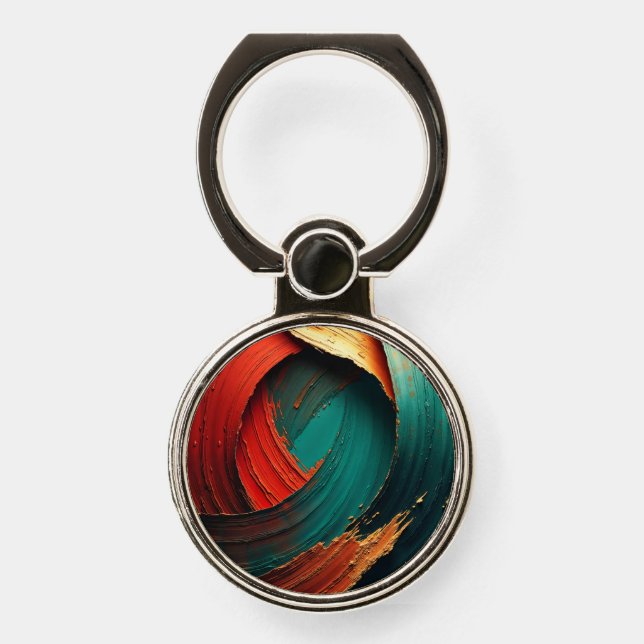 Thick Impasto Oil Painted Abstract Phone Ring Stand (Front)