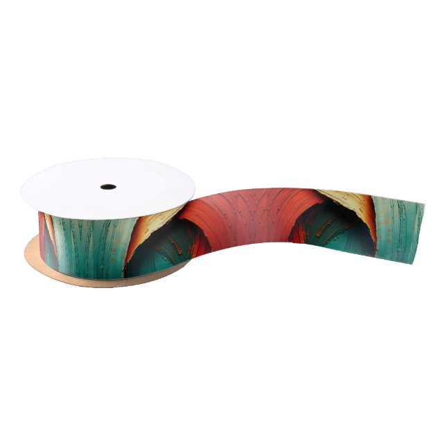 Thick Impasto Oil Painted Abstract Satin Ribbon (Spool)