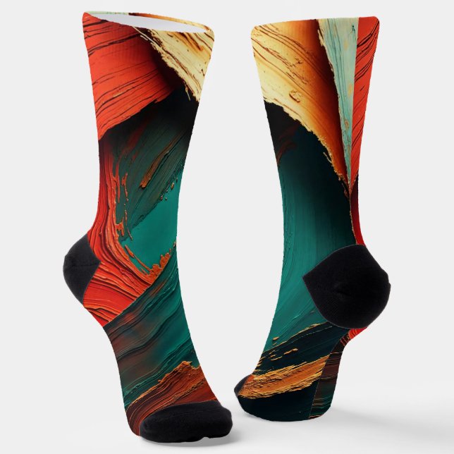 Thick Impasto Oil Painted Abstract Socks (Angled)